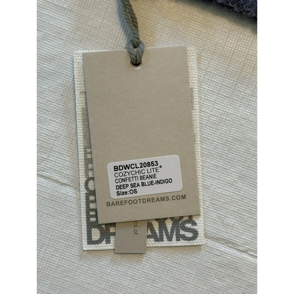 Barefoot Dreams Cozychic Lite Confetti Beanie‎ in Sea Blue - Indigo NWT!